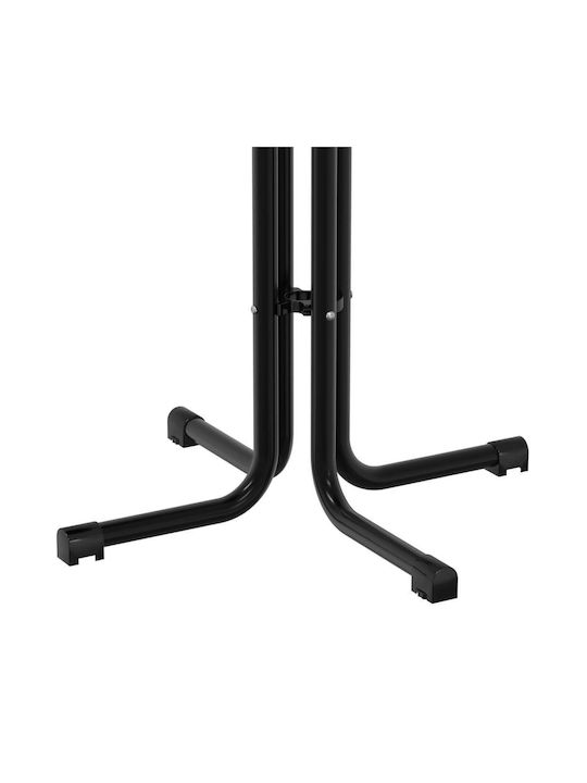 Round Table Dining Room Collapsible Wooden with Metal Frame Black 80x80x110cm