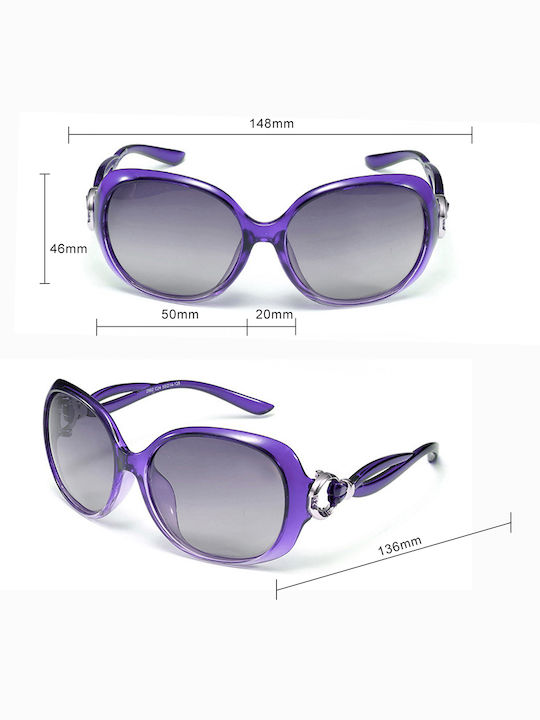 Techsuit Women's Sunglasses with Purple Plastic Frame and Purple Gradient Polarized Lens