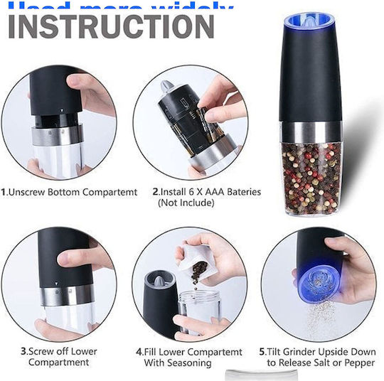Electric Set Spice Mills made of Ceramic in Silver Color 1pcs