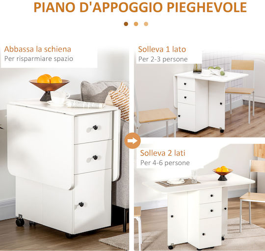 Dropleaf Τραπέζι Κουζίνας Ξύλινο Λευκό 120x60x76.5εκ.