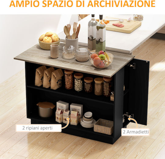 Bar Table Wooden Oak And Black 105x60x82cm