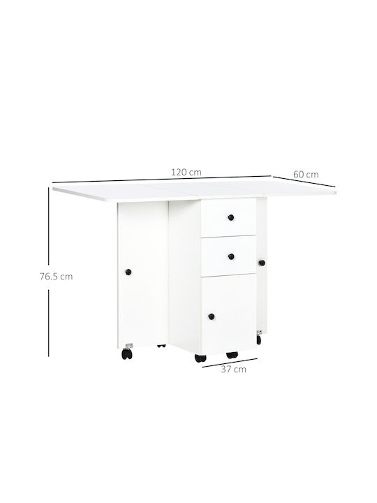 Table Kitchen Wooden White 120x60x76.5cm