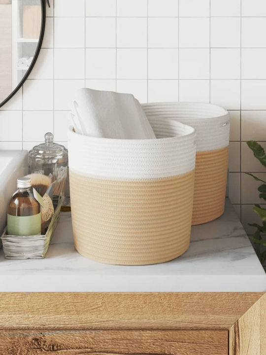 vidaXL Καλάθι Αποθήκευσης Υφασμάτινο Μπεζ 28x28x28cm 2τμχ