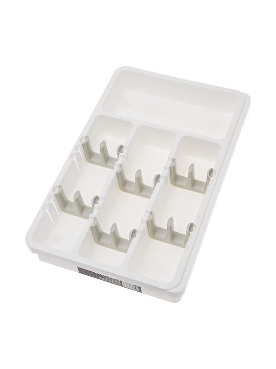 Extendable Cutlery Rack Zola Adjustable Inserts White Grey Spacious Easy To Clean 24-41 X 38