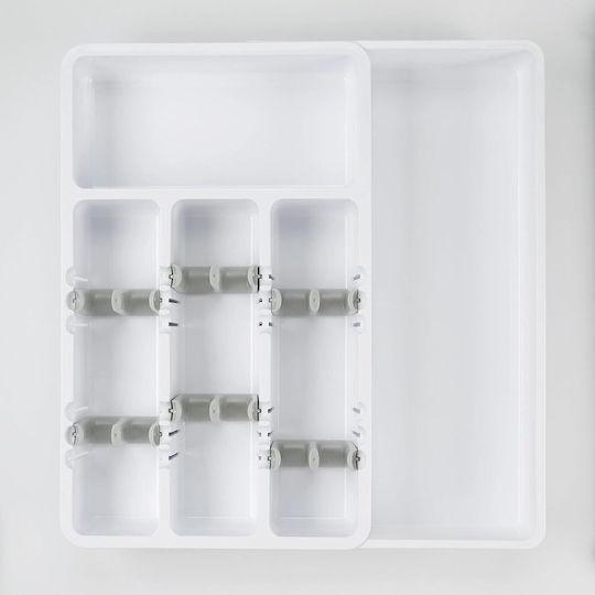 Tăvi Pentru Tacâmuri De Sertar Rabătabilă Din Plastic 41x38cm Albă