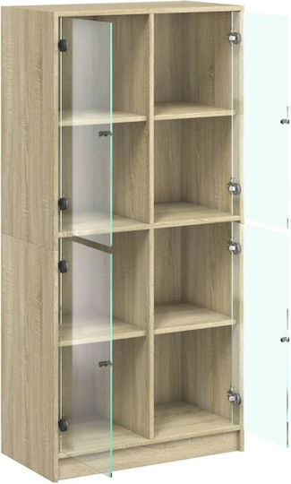 Wohnzimmer Vitrine aus Spanplatte mit Verglasung Braune 68x37x142cm