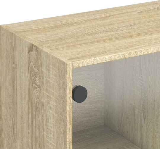 Wohnzimmer Vitrine aus Spanplatte mit Verglasung Braune 68x37x142cm