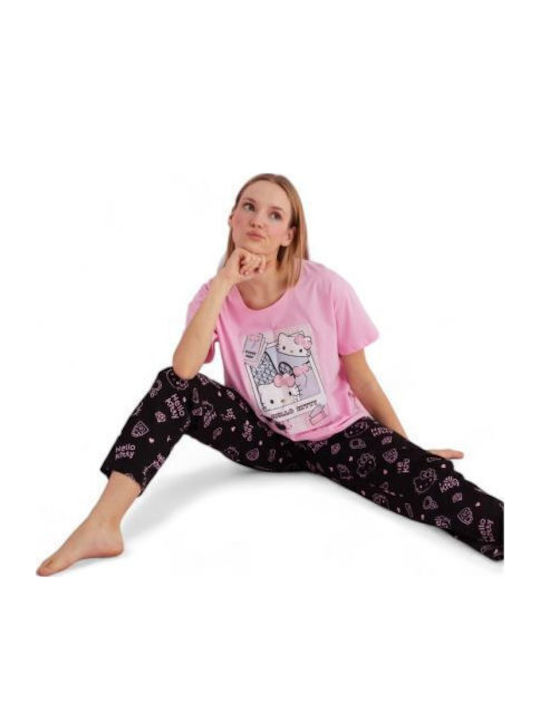 Siyah Inci Summer Women's Pyjama Set Pink