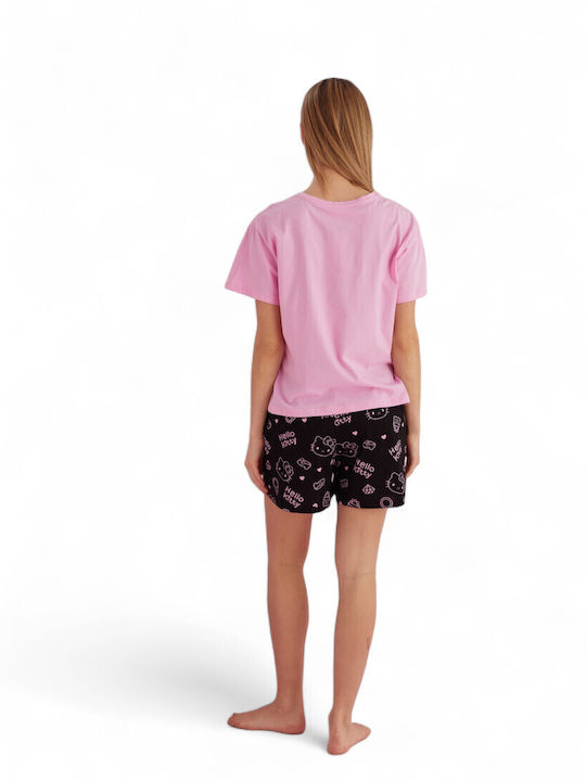 Siyah Inci Summer Women's Pyjama Set Pink