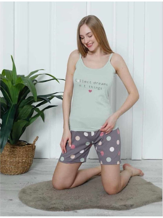 Mirano Homewear Καλοκαιρινό Γυναικείο Σετ Πιτζάμας Βαμβακερό Μέντα
