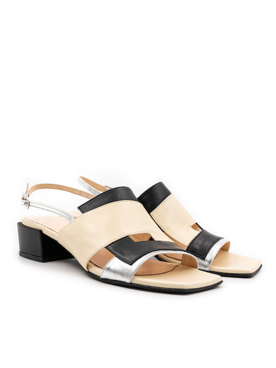 Βαβουλάς Leder Damen Sandalen in Mehrfarbig Farbe