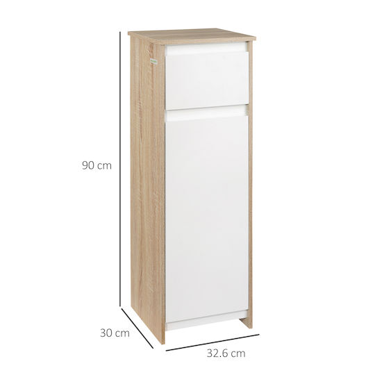 Kleankin Bathroom Cabinet L32.6xW30xH90cm White