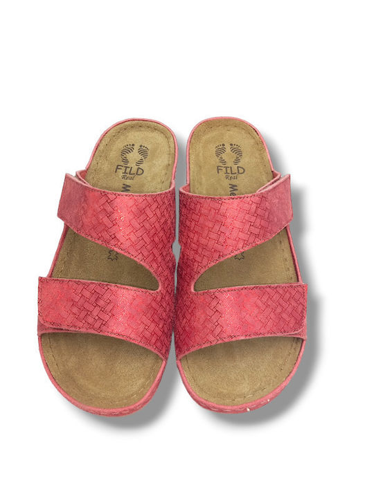 Ibiza Anatomic Women's Leather Platform Wedge Sandals Red