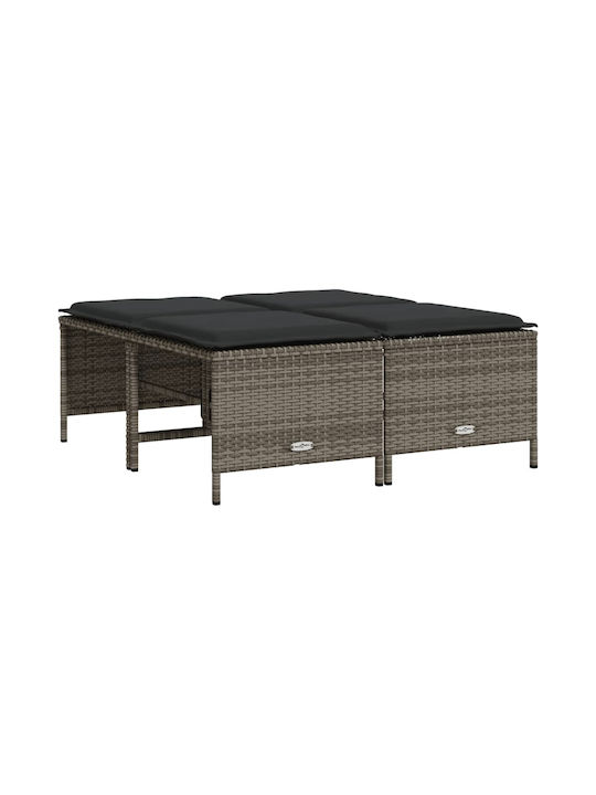 Băncuțe De Grădină Cub Pentru Exterior Rattan Cu Pernă Gri 4 Buc 50x48x36.5cm