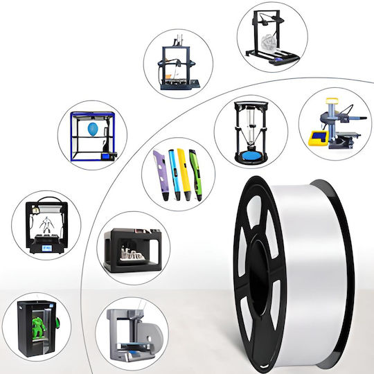 PLA 3D Printer Filament 1.75mm Λευκό 0.2kg