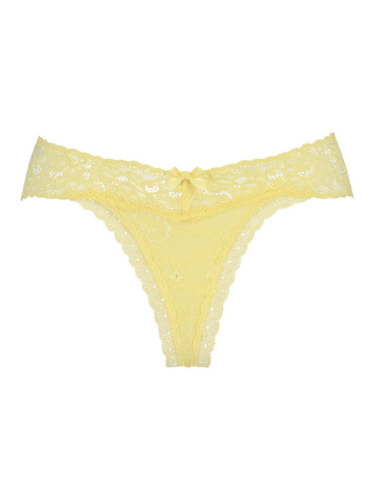 Hunkemöller Women's String with Lace Pale Banana