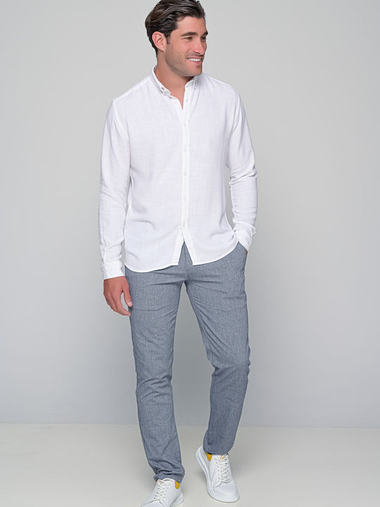 Ben Tailor Men's Shirt Long Sleeve Linen White