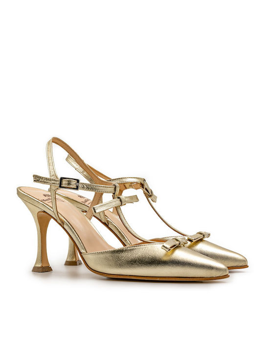 Βαβουλάς Leather Gold Heels