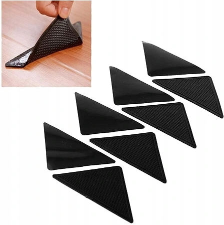 Set 4 rutschfeste Gummieckenteppiche Zola Schwarz Wiederverwendbar