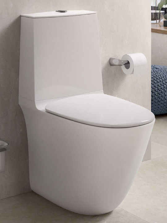Rak Ceramics Λεκάνη Κρεμαστή Rimless με Καζανάκι με Slim Κάλυμμα Duroplast Soft Close Λευκή