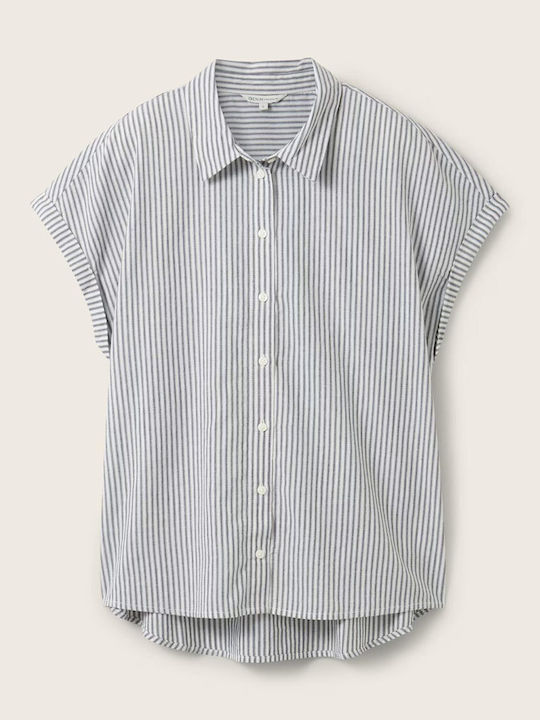 Women's Striped Short Sleeve Shirt Navy White Stripe