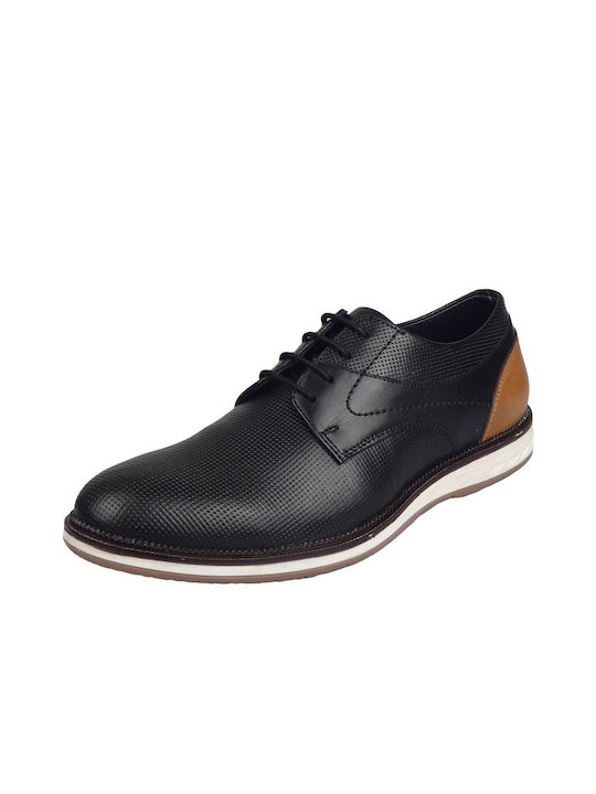 GK Uomo Men's Leather Casual Shoes Black