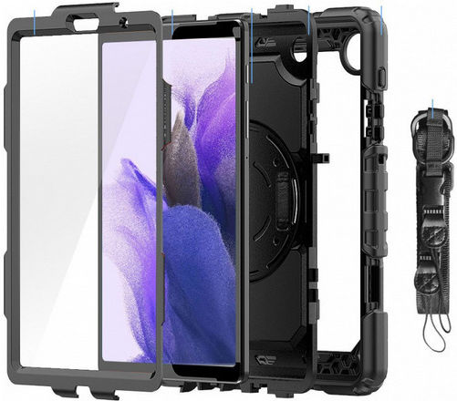 Carcasă Tech Protect Solid360 Mâner Suport Flip Cover Rezistentă Negra (Samsung Galaxy Tab A7 Lite 8.7 T220 / T225) T12761