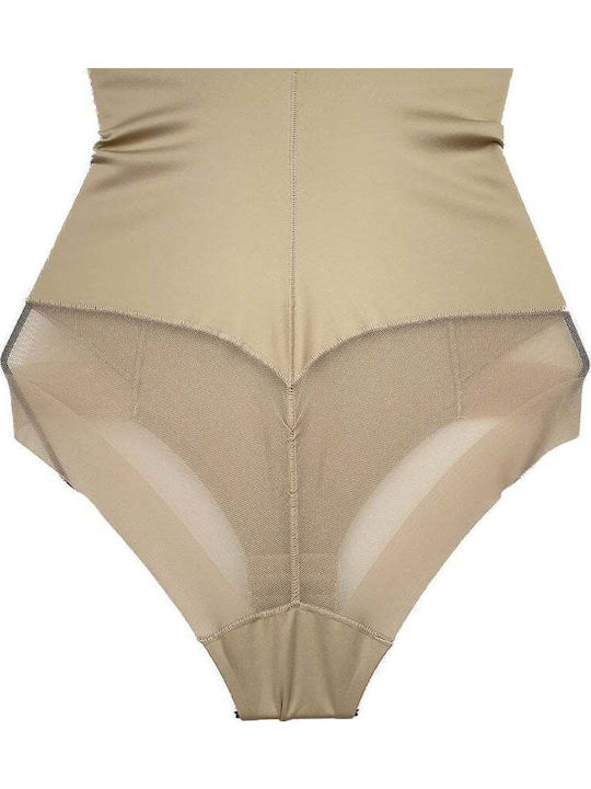 Bodi modelator cu decolteu deschis, bej