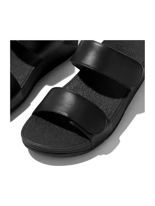 Leder Flache Sandalen für Damen in Schwarz Farbe