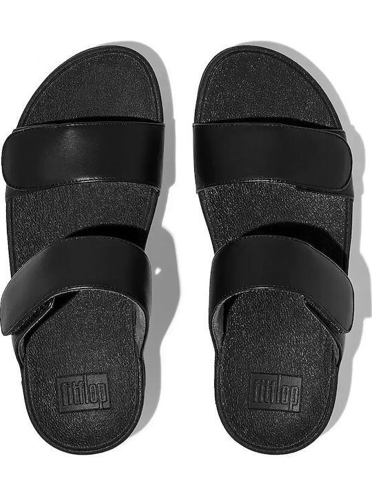 Leder Flache Sandalen für Damen in Schwarz Farbe