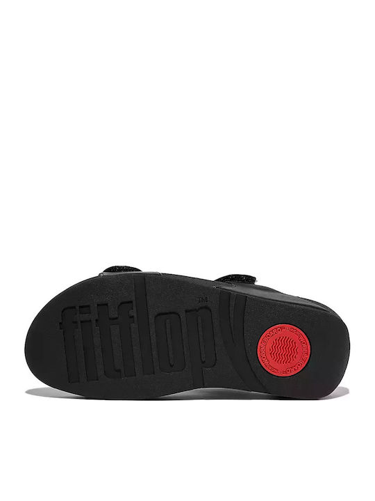 Leder Flache Sandalen für Damen in Schwarz Farbe