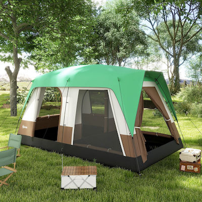 Outsunny Cort Camping Verde 4 Sezoane pentru 4 Persoane 490x305x225cm