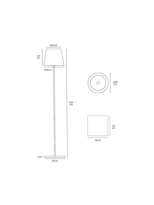 VK Lighting Lampă de podea LED Î150xL28cm. cu Lumină Caldă Albă Maro