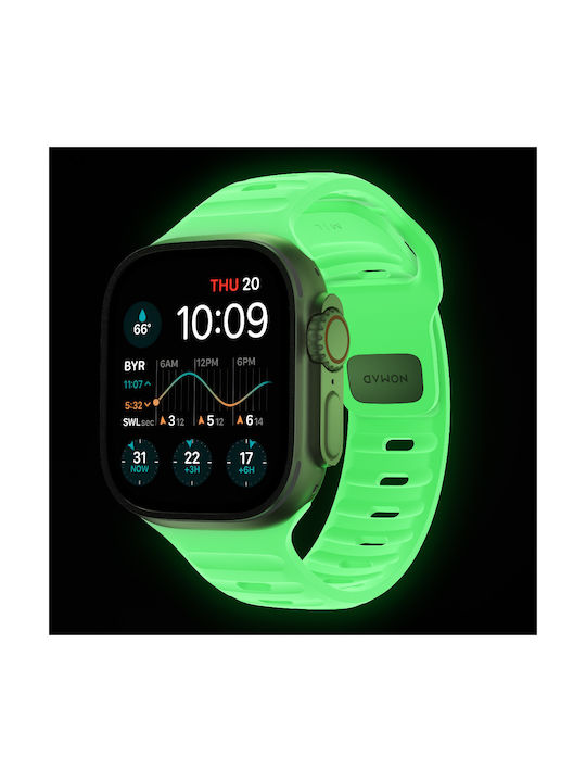 Nomad Sport Strap Special Edition V2 Lsr Waterproof Silicone M L Apple Watch Ultra 2/1 49mm 9 8 7 45mm 6 Se 5 4 44mm 3 2 1 42mm Glow 2.0 Nm01580085