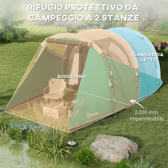 Outsunny Σκηνή Camping Τούνελ Πράσινη 4 Εποχών για 4 Άτομα 460x260x190εκ.