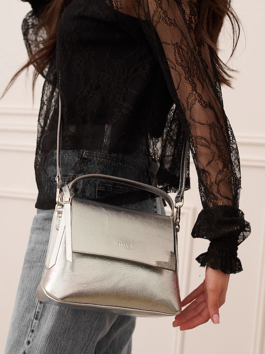 Cute Desire Leder Damentasche Schultertasche Silber