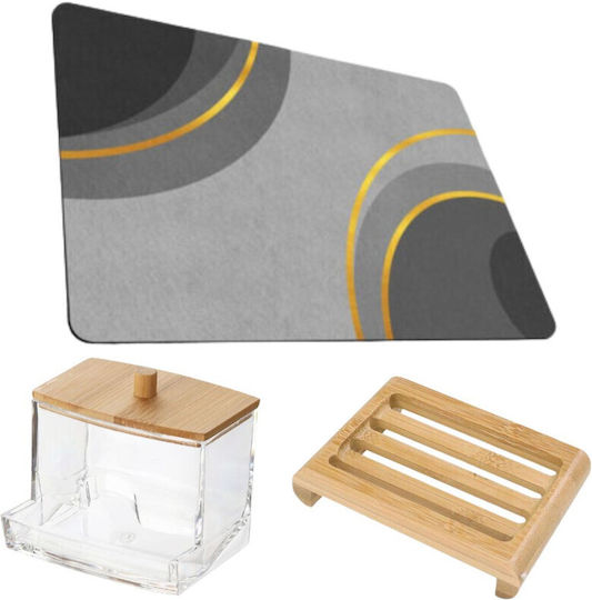 Non-Slip Bath Mats Set Wooden Multicolour