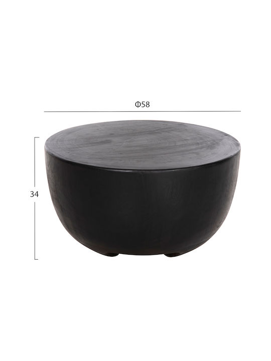 Round Side Table Pompu made of Solid Wood Black L58xW58xH34cm