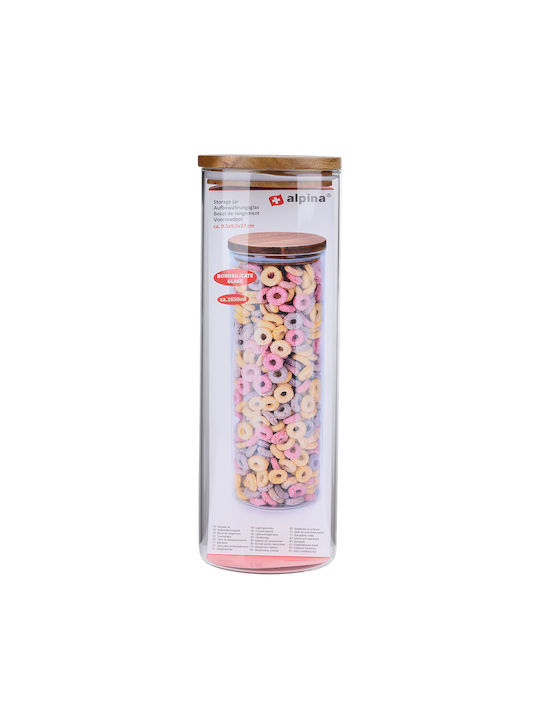 Alpina Appliances Cereal Jar with Lid Glass Transparent 1650ml 1 Piece