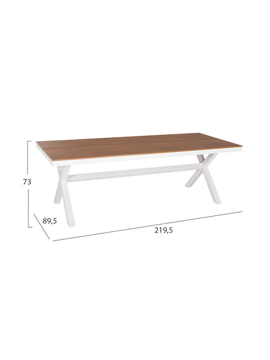 Маса Стабилна Polywood със Скелет от Алуминий White-polywood Natural 219.5x89.5бр