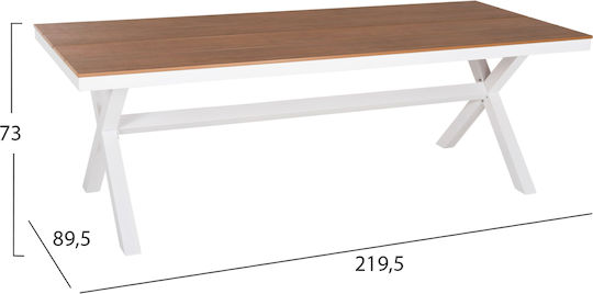 Τραπέζι 219.5x89.5 Λευκο-polywood φυσικο