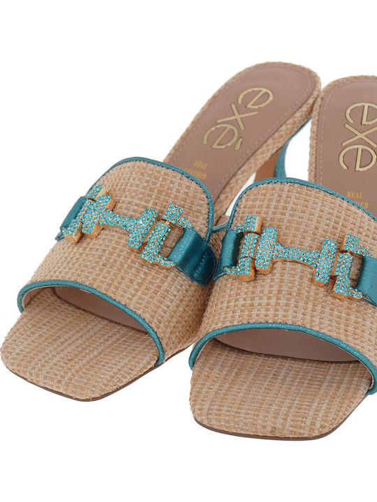Mules mit Hoch Absatz in Beige Farbe