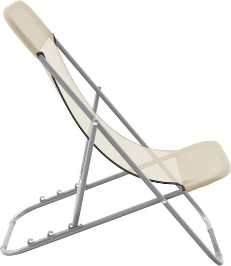 vidaXL Lounger-Armchair Beach with Recline 3 Slots Beige Waterproof 85x58x83cm Set of 2pcs