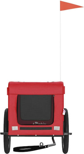 vidaXL Fahrradanhänger für Hunde bis 45kg Rot L123xB66xH63cm.