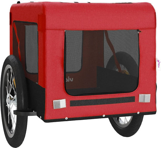 vidaXL Fahrradanhänger für Hunde bis 45kg Rot L123xB66xH63cm.