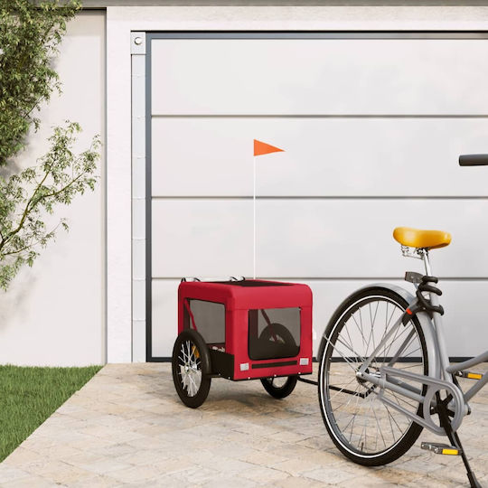 vidaXL Fahrradanhänger für Hunde bis 45kg Rot L123xB66xH63cm.