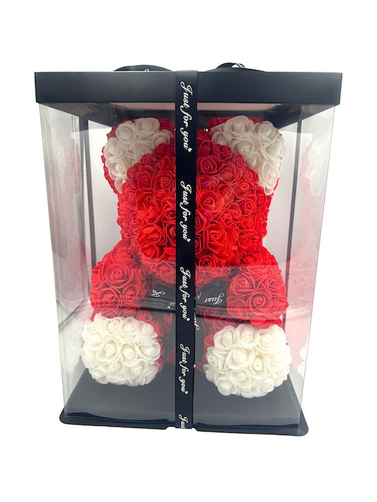 Teddy Bear Made of Red Artificial Roses Mohicans Black Line Teddy Bear Made of Red Artificial Roses Mohicans Black Line