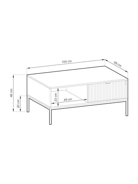 Central Rectangular Coffee Table Nova Wooden with Drawers Grey 104x68x46cm