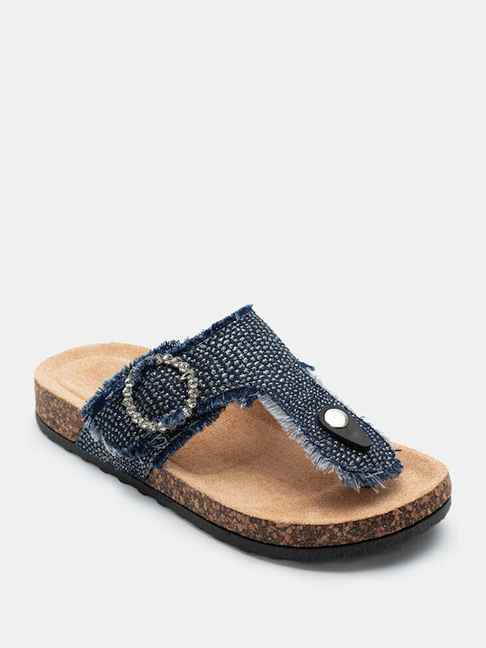 Luigi Women's Flat Sandals Flatforms in Blue Color