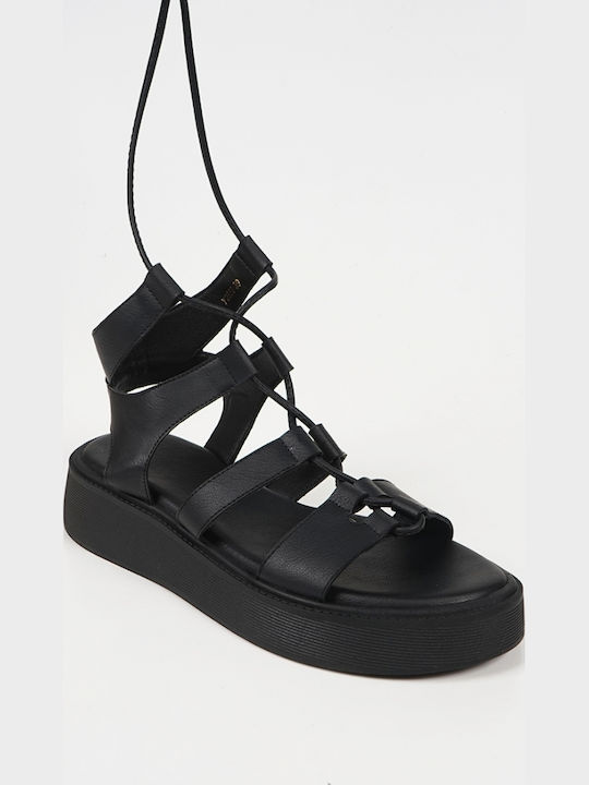 Sandale Casual Damă Flatforme Negre